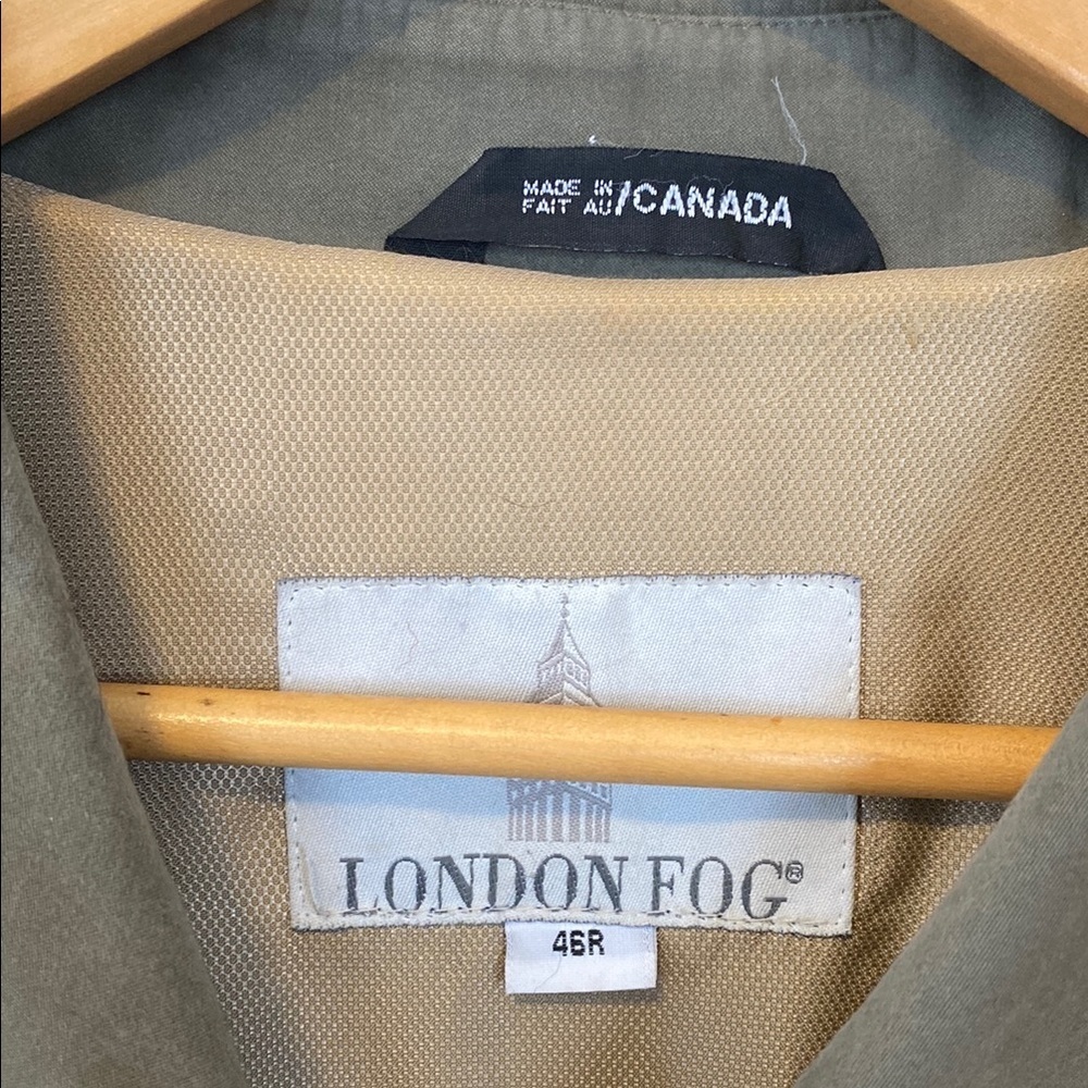 London Fog Men's Olive Army Green Trench Coat Single Breasted classic business - Picture 5 of 16